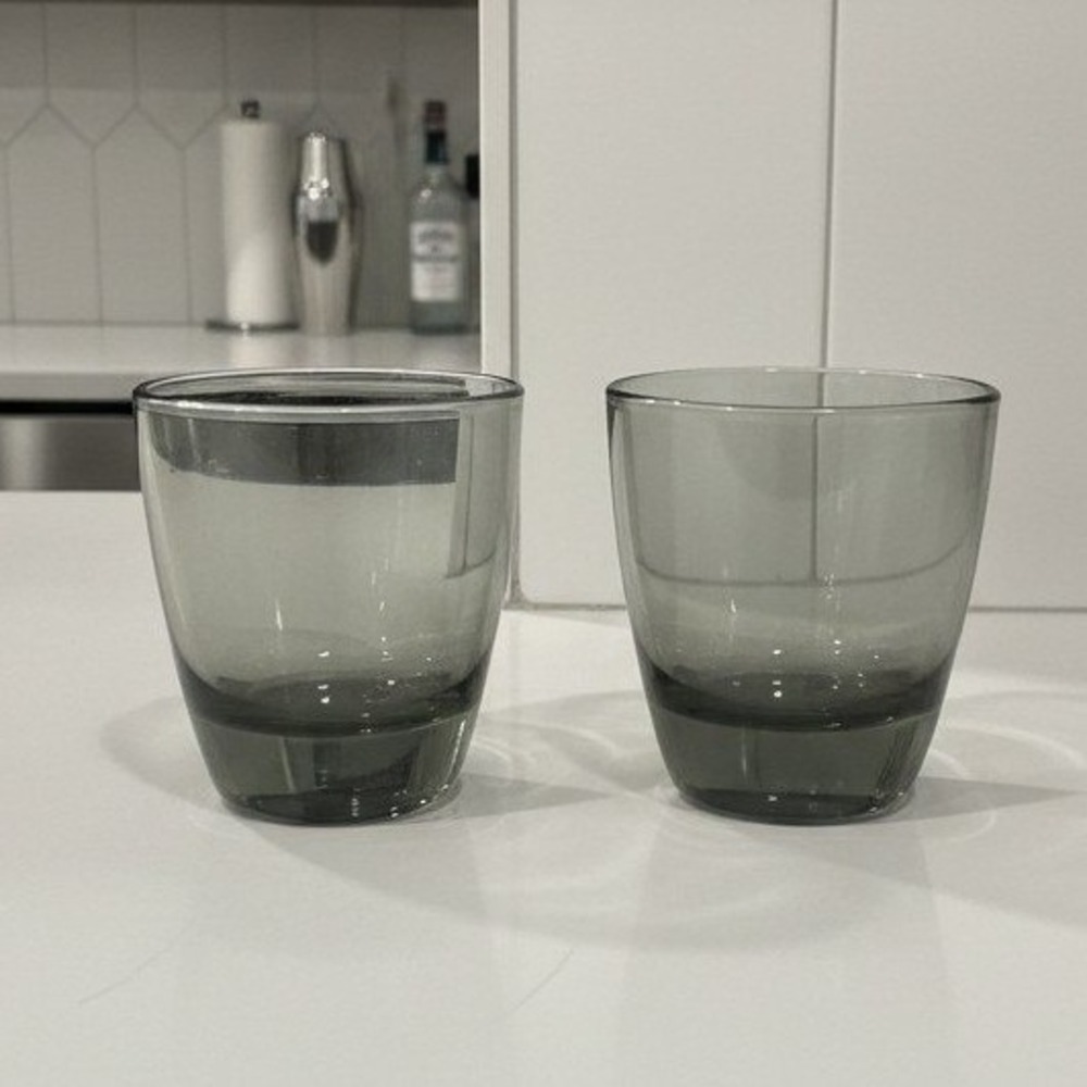 Libbey Classic Smoke Gray Double Old Fashioned Glasses Set of 2 Lowball Tumblers